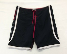 Quicksilver Board Shorts Men&#39;s Size Medium Black Red Swim Shorts - $150.53 MXN