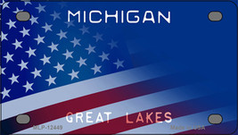 Michigan Great Lakes Half American Flag Novelty Mini Metal License Plate Tag - £11.94 GBP