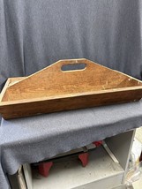 Large 31”x16” Primitive Wood Box Tool Tote Tray Caddy 10 1/4” tall at handle - £36.85 GBP