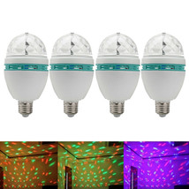 4 Pieces Rgb Rotating Led Bulb Crystal Ball Stage Light Xmas Disco Party Lamp - £23.76 GBP