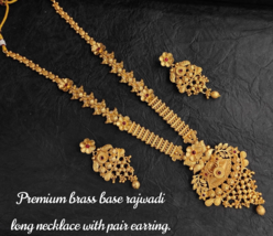 Stile Bollywood Indiano Placcato Oro Opaco Pnedente Collana Orecchini Gioie Set - £59.54 GBP