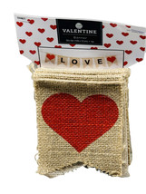 New! &quot;LOVE&quot; Valentine&#39;s Day Burlap Look Jute BANNER Garland Hearts Decoration - $14.73