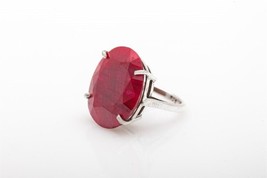 5Ct Oval Red Ruby 925 Sterling Silver handmade 14K Yellow Gold Plated Ring - £51.60 GBP