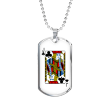 Jack of Clubs Necklace Stainless Steel or 18k Gold Dog Tag 24&quot; Chain - £38.16 GBP+