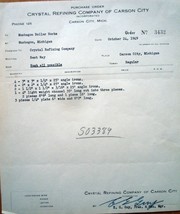 Vintage Crystal Refining Co Carson City MI Purchase Order 1949 - £2.24 GBP