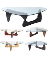 Mid-Century Modern 19mm Glass Triangle Coffee Table with Walnut or Natur... - $12,326.85 MXN+