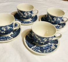 Alfred Meakin Fair Winds Blue set of 4 cup and saucer, Staffordshire England  - £31.62 GBP