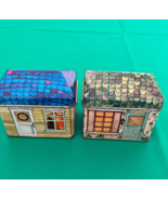 Small house shape VTG tin box containers with candles - $19.75