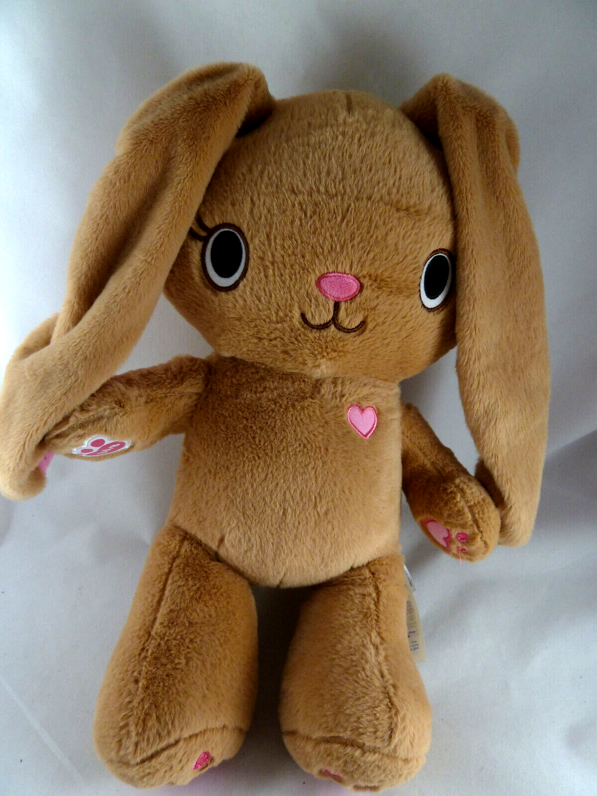 Primary image for Build A Bear Kabu Pawlette Brown Bunny Rabbit Pink Heart Plush 2018 17" tall