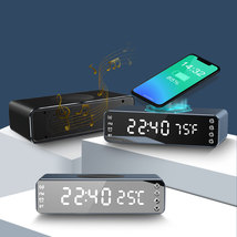 LED Bass Bluetooth Speaker with Alarm Clock Temperature Wireless Charging - £55.05 GBP
