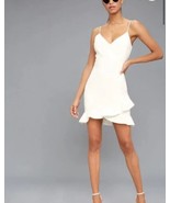 LULUS Dress Women's Sealed With a Kiss White Bodycon Ruffle Tulip Hem Size S  - $18.00