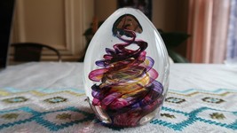 Vintage Selkirk Colorful Glass Handblown Teardrop Paperweight 4&quot; - £76.58 GBP