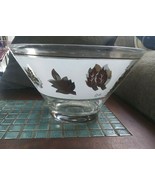 Vintage Libbey Salad Popcorn Bowl  gold foliage pattern 1950’s Mid century Retro - $10.00