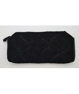 Vintage Black Beaded Clutch Purse Made Japan 8.5x4.25 Evening Zipper Bag - $35.65 CAD
