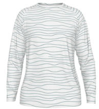 Men&#39;s white long-sleeved t-shirt with hand-drawn horizontal blue stripe ... - £31.93 GBP