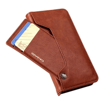 CMAI2 Leather Wallet Case w/ Detachable Card Slots for iPhone 13 Mini 5.4&quot; BROWN - £6.84 GBP