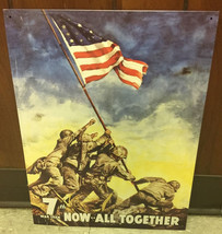 WW II Iwo Jimo War Bonds Ad Tin Sign Reproduction LIGHT SCRATCHED - $4.99