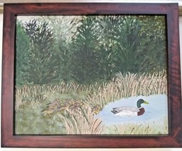 Morning Bath by Lisa David-Hart Duck Acrylic Painting Canvas Board Framed 8&quot;x10&quot; - £54.96 GBP