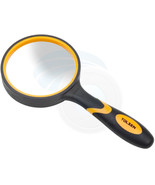 Hand Held Portable Optical Lens 4X 75mm Magnifying Glass Rubber Handle - £7.54 GBP