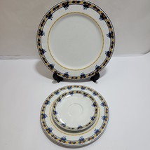 Read VISTA ALEGRE Sonata Dinner Plate Salad Plate  Saucer 3 Pc AS IS BLU... - $27.55