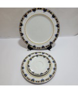 Read VISTA ALEGRE Sonata Dinner Plate Salad Plate  Saucer 3 Pc AS IS BLU... - $38.46 CAD