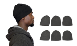 6 pack Cuff Beanie Knit Hat Cap Skull Ski Unisex Plain Winter Warm Hats ... - £13.19 GBP