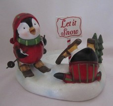 Yankee Candle Christmas Large Jar Holder SKATING PENGUINS #1301960 - $53.99