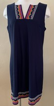 Jude Connally Carissa Shift Dress Sleeveless Blue Multicolor Border Size... - $34.53