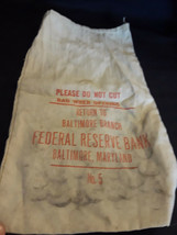 Old Vtg Canvas Bank Deposit Bag Federal Reserve Bank Baltimore, MD - £15.76 GBP