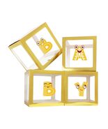 Onteftshop Baby Boxes Letters Party Decorations Transparent Gold 4pcs - $272.63 MXN