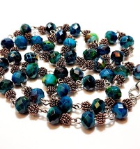 Vintage Aqua Geometric Bead Necklace Costume Handmade B66 Maine - £12.61 GBP