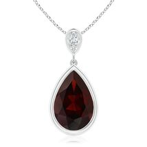 ANGARA 3.52 Ct Natural Garnet Pear Shape Pendant Necklace With Diamond i... - $490.08+