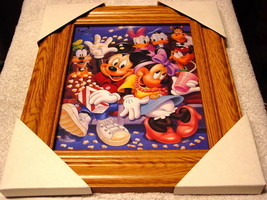 Mickey Mouse, Minnie, Donald 11X13 Mdf Framed Picture ( Wood Color Frame ) - £23.01 GBP