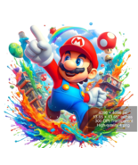 4 PNG Super Mario Splash and Watercolor Digital design PNG file for subl... - $2.50