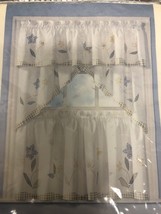 Vtg Lichtenberg Valance &amp; Tiers Floral Embroidered Curtain Cottage Core Set - £33.08 GBP