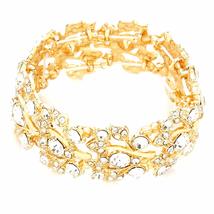 EleganceWithFlair Gold Tone Stretch Rhinestone Wedding Bracelet - £11.83 GBP