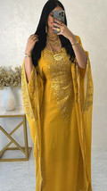 Gown Yellow Long Casual Moroccan Kaftan Maxi Bridesmaid Royal Dubai Dress Abaya - £39.44 GBP