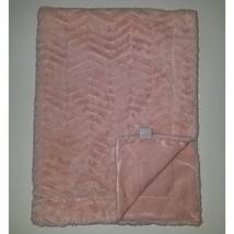 Thro by Marlo Lorenz Solid Pink Chevron Print Embossed Baby Blanket SUPER SOFT - £26.87 GBP