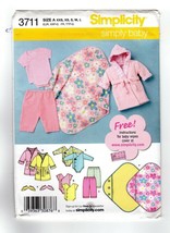 Simplicity 3711 Simply Baby Babies Layette Top Pants Robe Blanket XXS, XS, S,M,L - $12.47