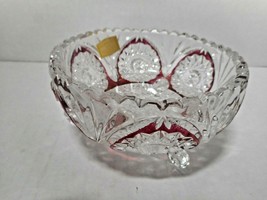 Bleikristall 24% Lead Crystal Stained Footed Bowl Western Germany Ruby Accented - £13.52 GBP