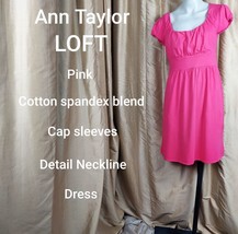 Ann Taylor LOFT Pink Cotton Spandex Blend Detail Dress Size XS - £14.15 GBP
