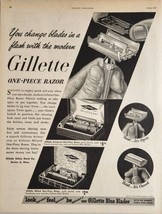1947 Print Ad Gillette One-Piece Razor &amp; Blades Boston,Massachusetts - £15.67 GBP