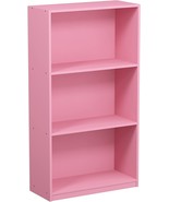 Furinno Basic 3-Tier Bookcase Storage Shelves, Pink - £36.95 GBP