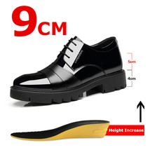 Patent PU Leather Splicing Men Elevator Shoes 4/7/9 CM Height Increase Lift Men  - £75.06 GBP