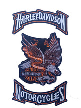 Harley Davidson Eagle Ride Free Style Patches Rockers 3 Pcs Set For Jacket &amp;Vest - £27.42 GBP