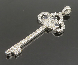 925 Sterling Silver - Vintage Sapphire &amp; Topaz Key Drop Pendant - PT20247 - £28.30 GBP