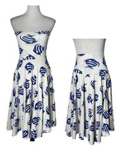 J. Crew Womens Fish Printed Convertible Dress Blue White Fold Over Skirt Size S - £27.15 GBP