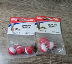 (2) Eagle Claw Snap on Floats 3/4&quot; Red and White. - £9.15 GBP