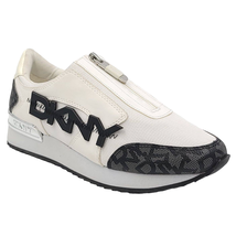 DKNY Women Low Top Sneakers Mareesa Logo Zip Up Size US 5.5 White - £39.22 GBP