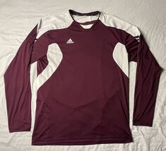 Adidas Climacool Jersey Men’s XL Maroon &amp; White Long Sleeve Pullover - $463.66 MXN